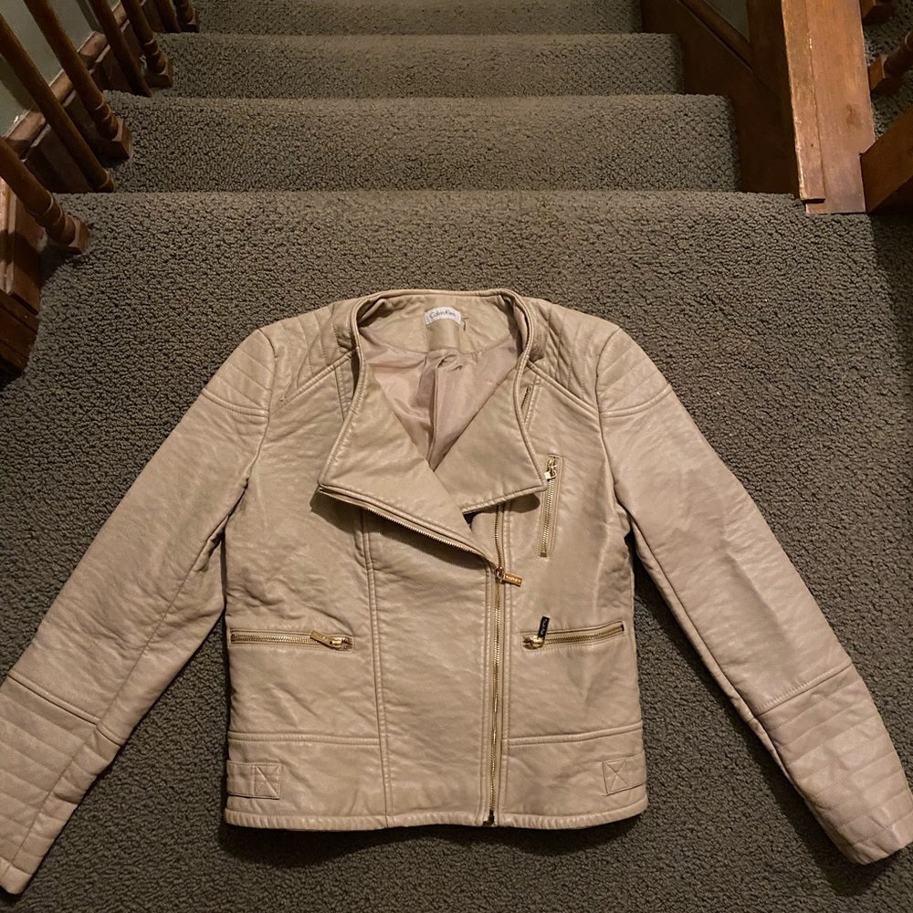 Tan leather motto jacket